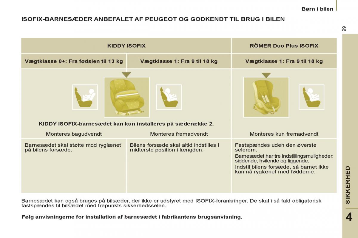 Peugeot 807 Bilens instruktionsbog / page 101