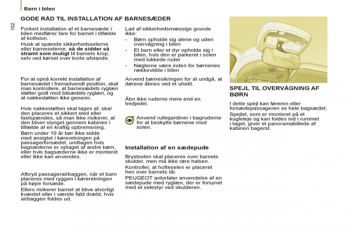 Peugeot 807 Bilens instruktionsbog / page 104