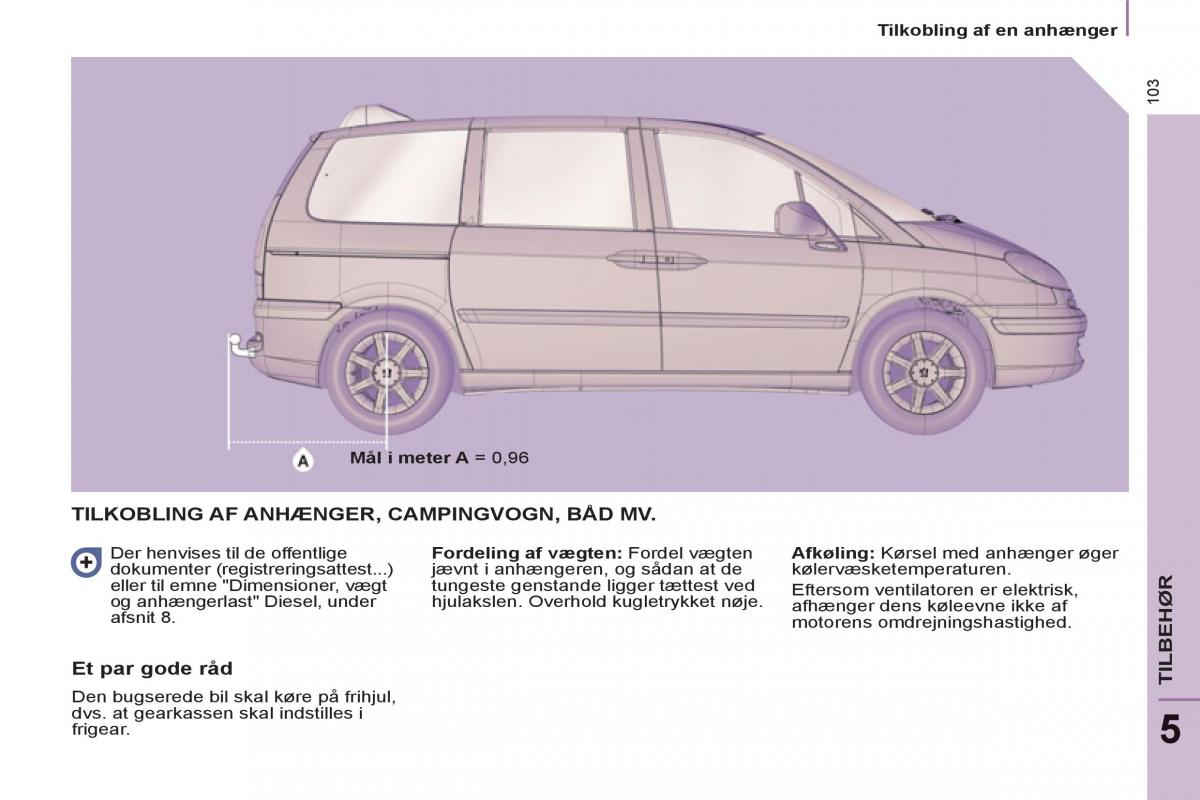 Peugeot 807 Bilens instruktionsbog / page 105