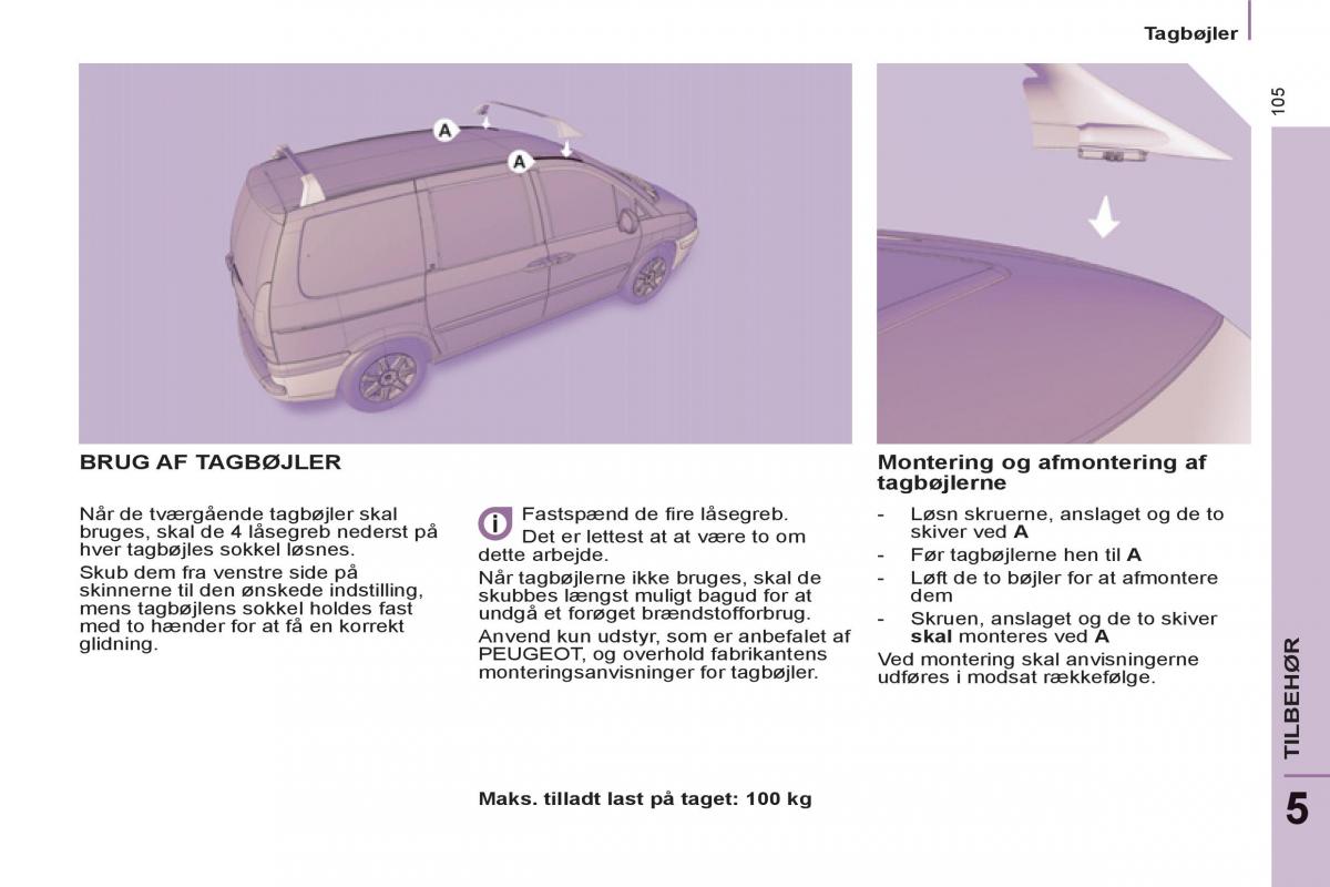 Peugeot 807 Bilens instruktionsbog / page 107