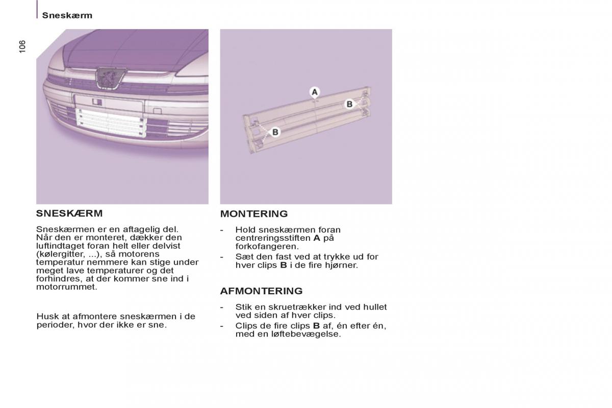 Peugeot 807 Bilens instruktionsbog / page 108