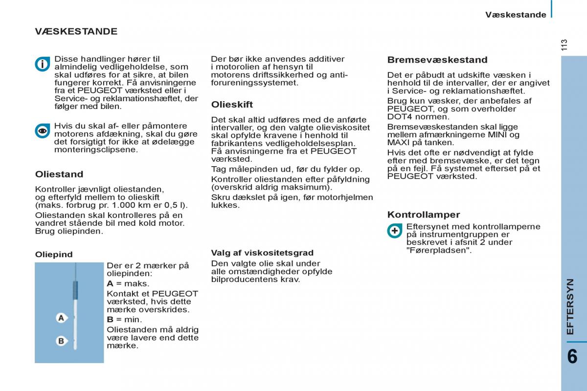 Peugeot 807 Bilens instruktionsbog / page 115