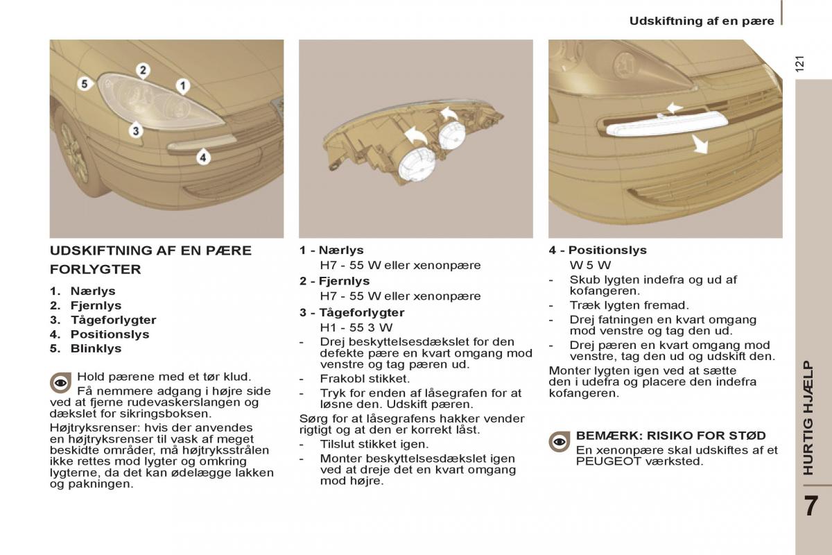 Peugeot 807 Bilens instruktionsbog / page 123