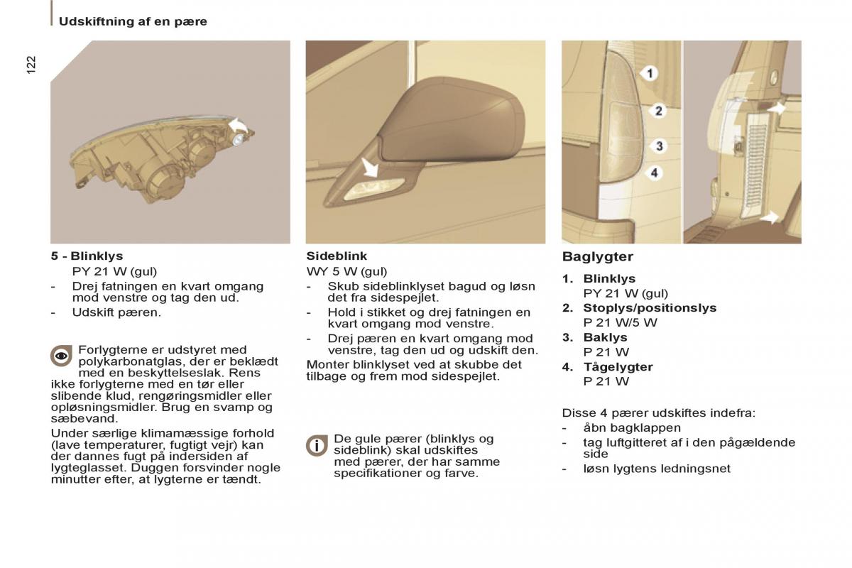 Peugeot 807 Bilens instruktionsbog / page 124