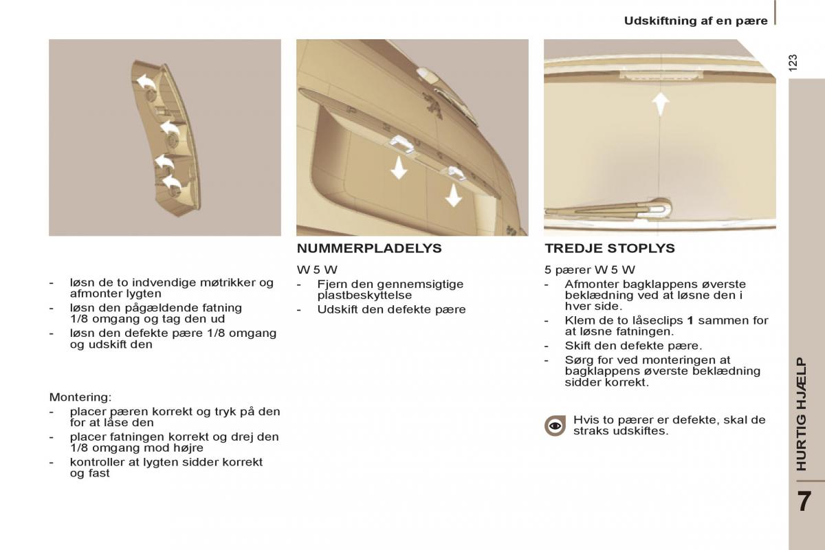 Peugeot 807 Bilens instruktionsbog / page 125