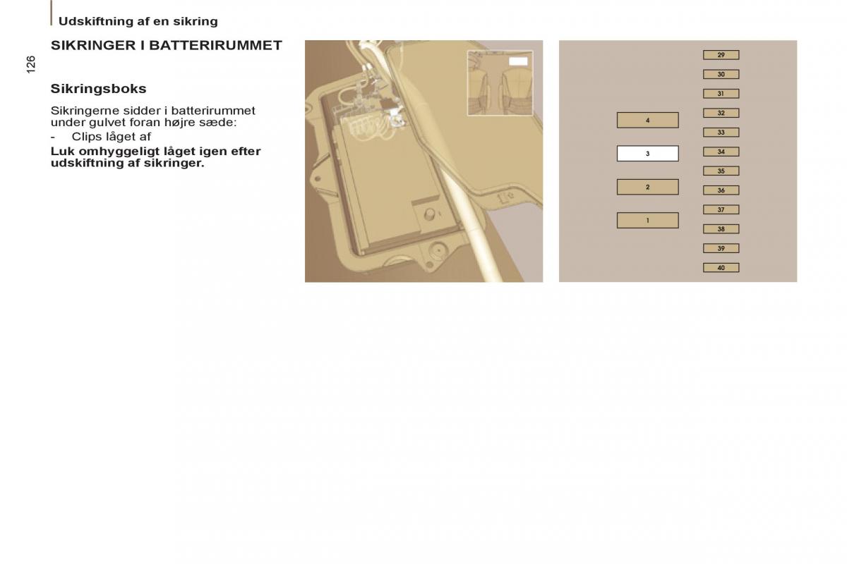 Peugeot 807 Bilens instruktionsbog / page 128