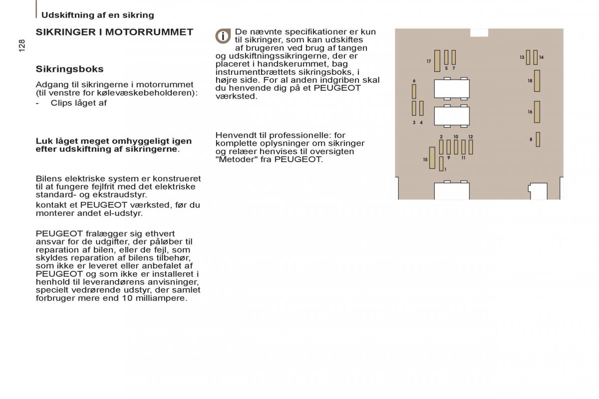 Peugeot 807 Bilens instruktionsbog / page 130