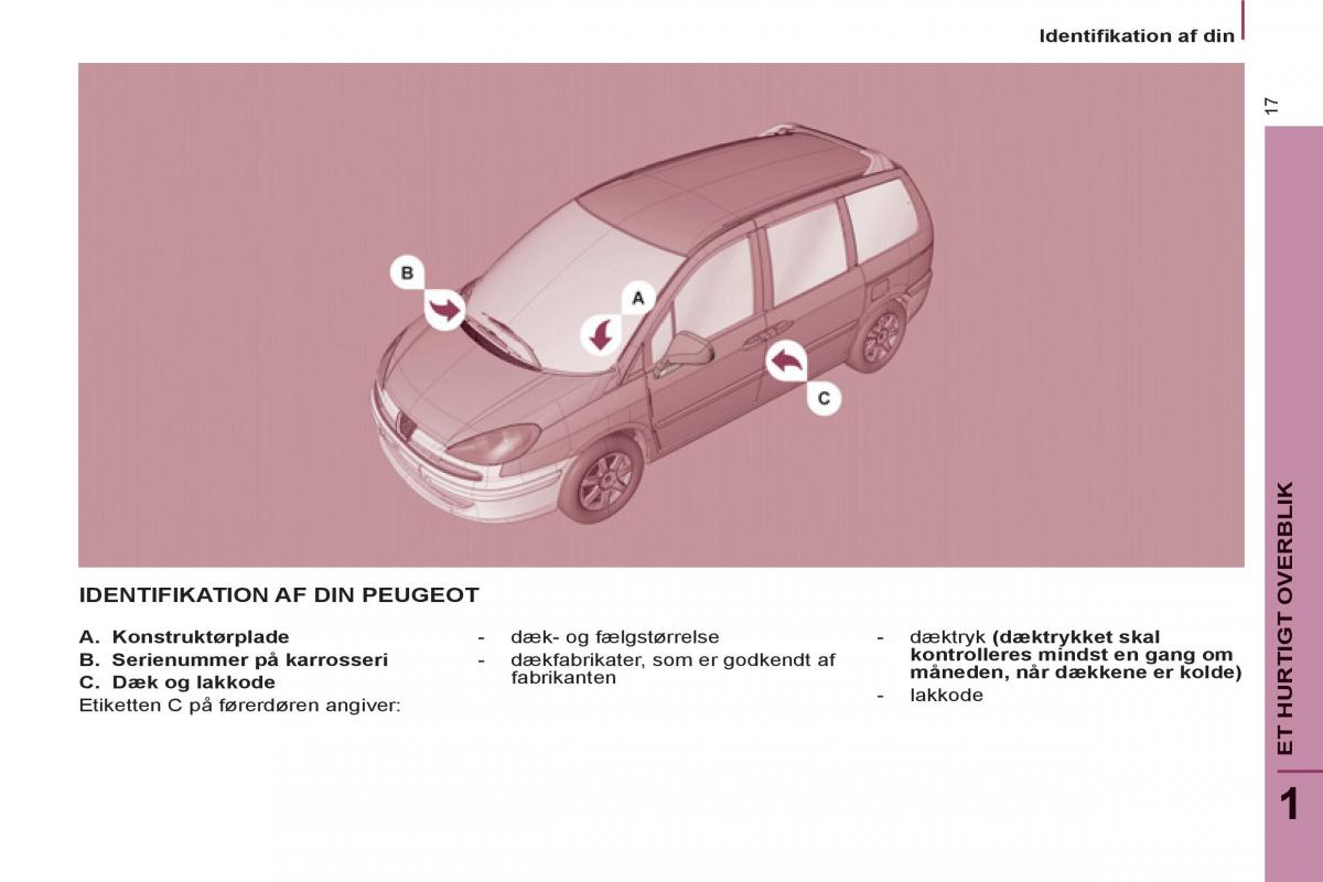 Peugeot 807 Bilens instruktionsbog / page 19