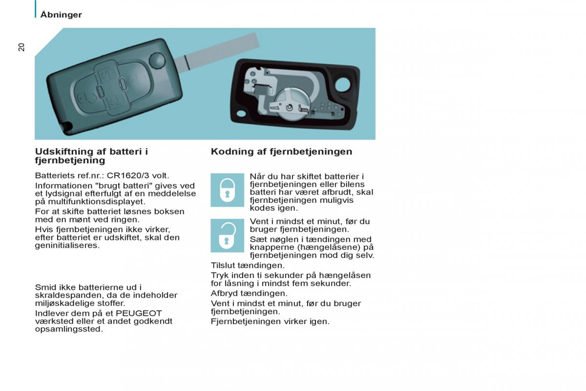 Peugeot 807 Bilens instruktionsbog / page 22