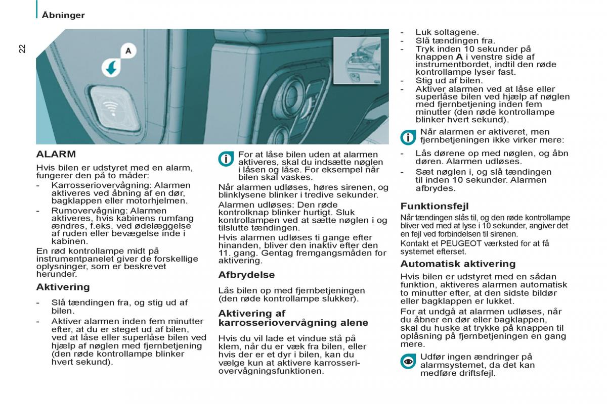 Peugeot 807 Bilens instruktionsbog / page 24