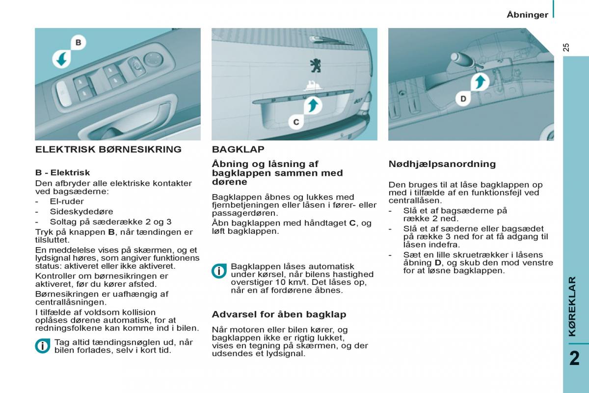 Peugeot 807 Bilens instruktionsbog / page 27