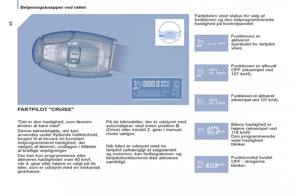 Peugeot 807 Bilens instruktionsbog / page 50