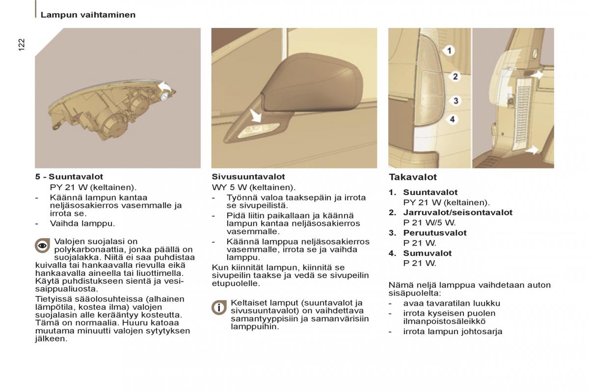 Peugeot 807 omistajan kasikirja / page 124