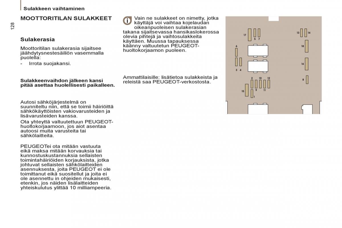 Peugeot 807 omistajan kasikirja / page 130