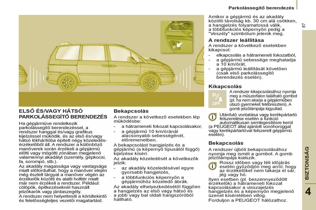 Peugeot 807 Kezelesi utmutato / page 89