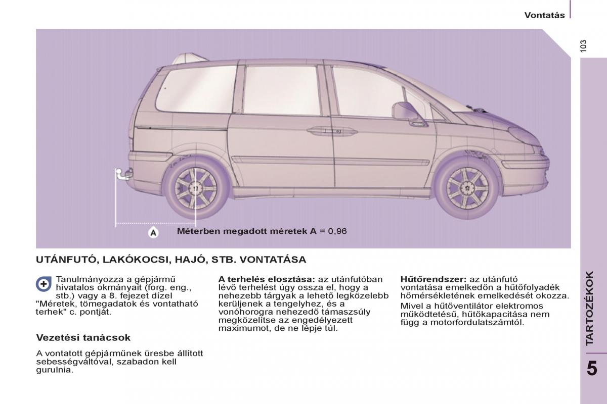 Peugeot 807 Kezelesi utmutato / page 105