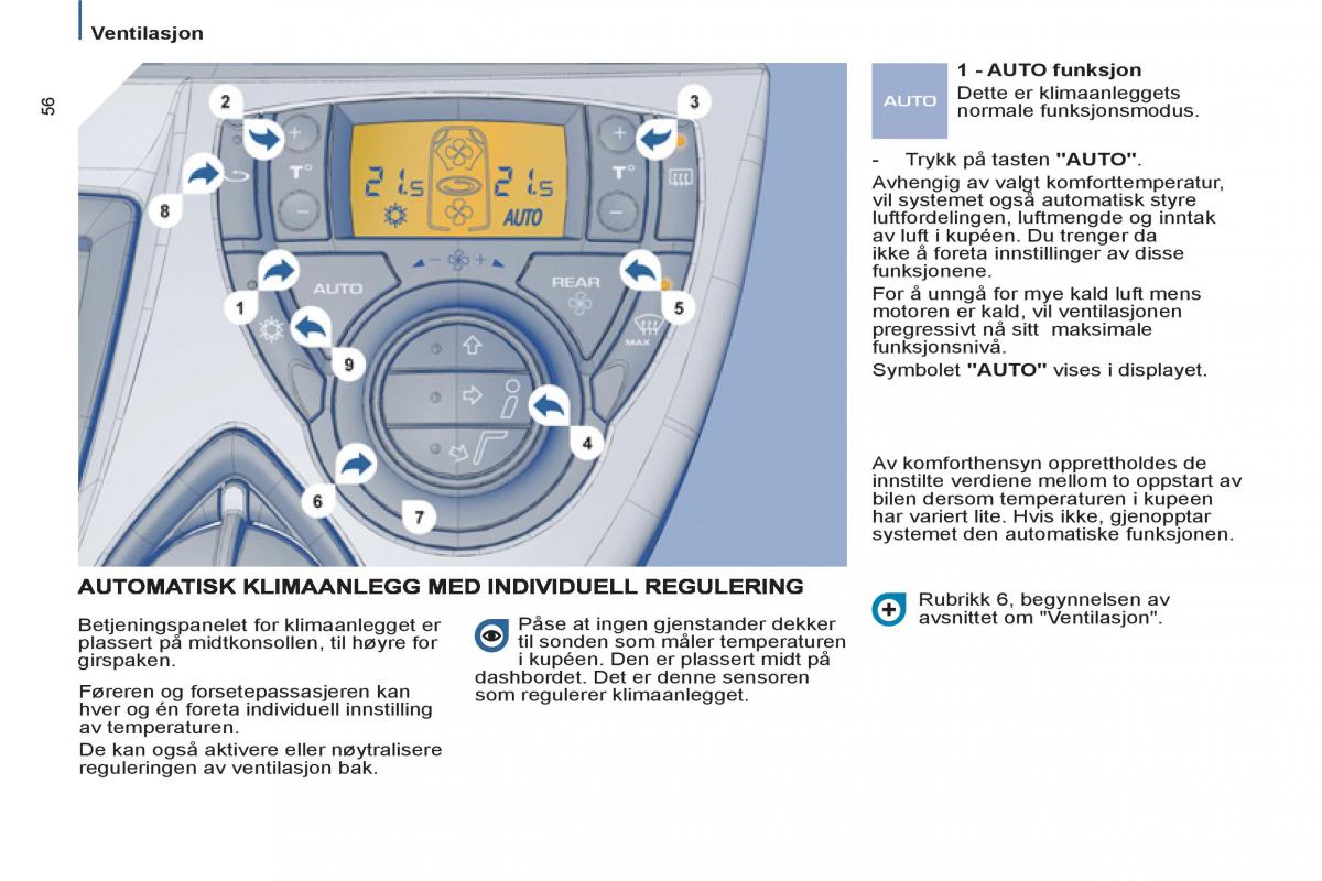 Peugeot 807 bruksanvisningen / page 58