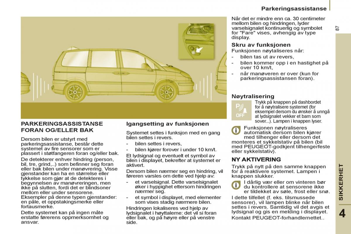 Peugeot 807 bruksanvisningen / page 89