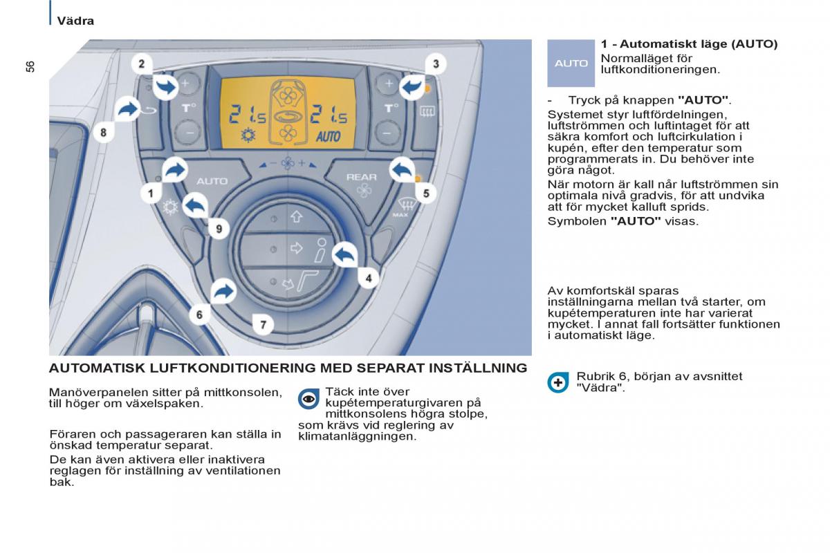 Peugeot 807 instruktionsbok / page 58