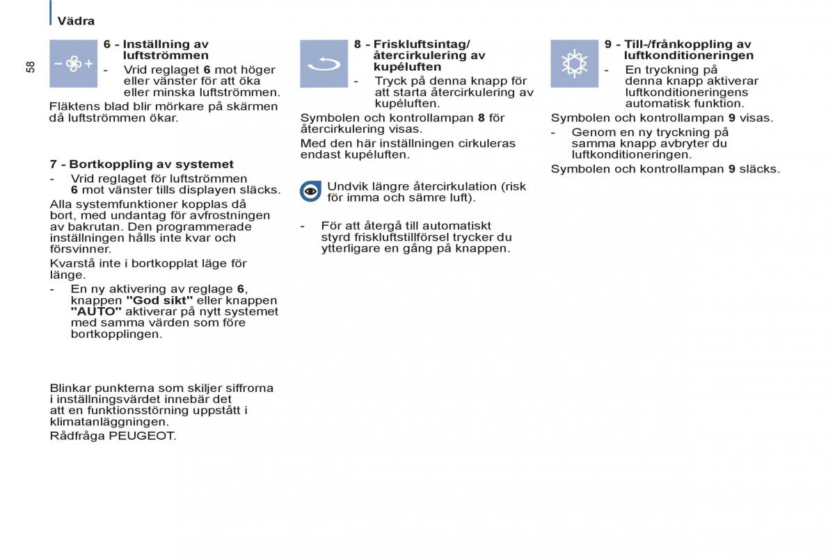 Peugeot 807 instruktionsbok / page 60