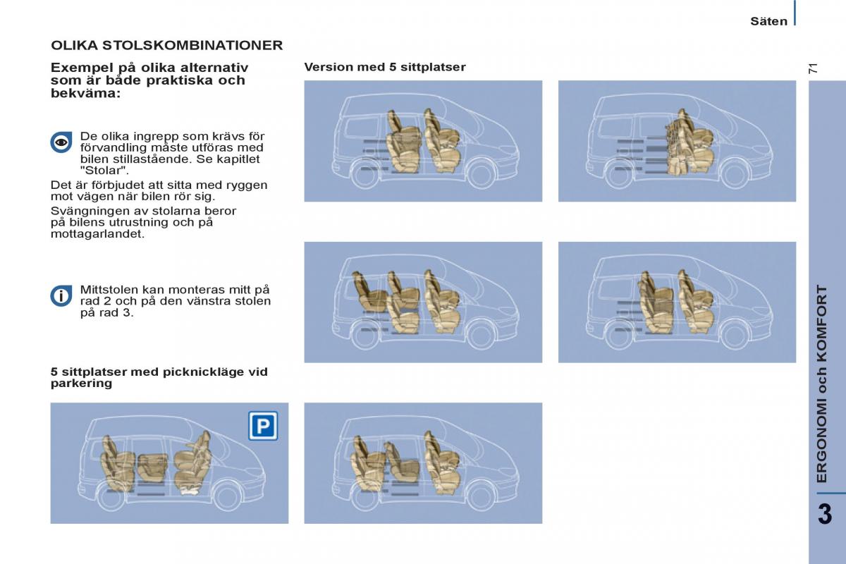 Peugeot 807 instruktionsbok / page 73