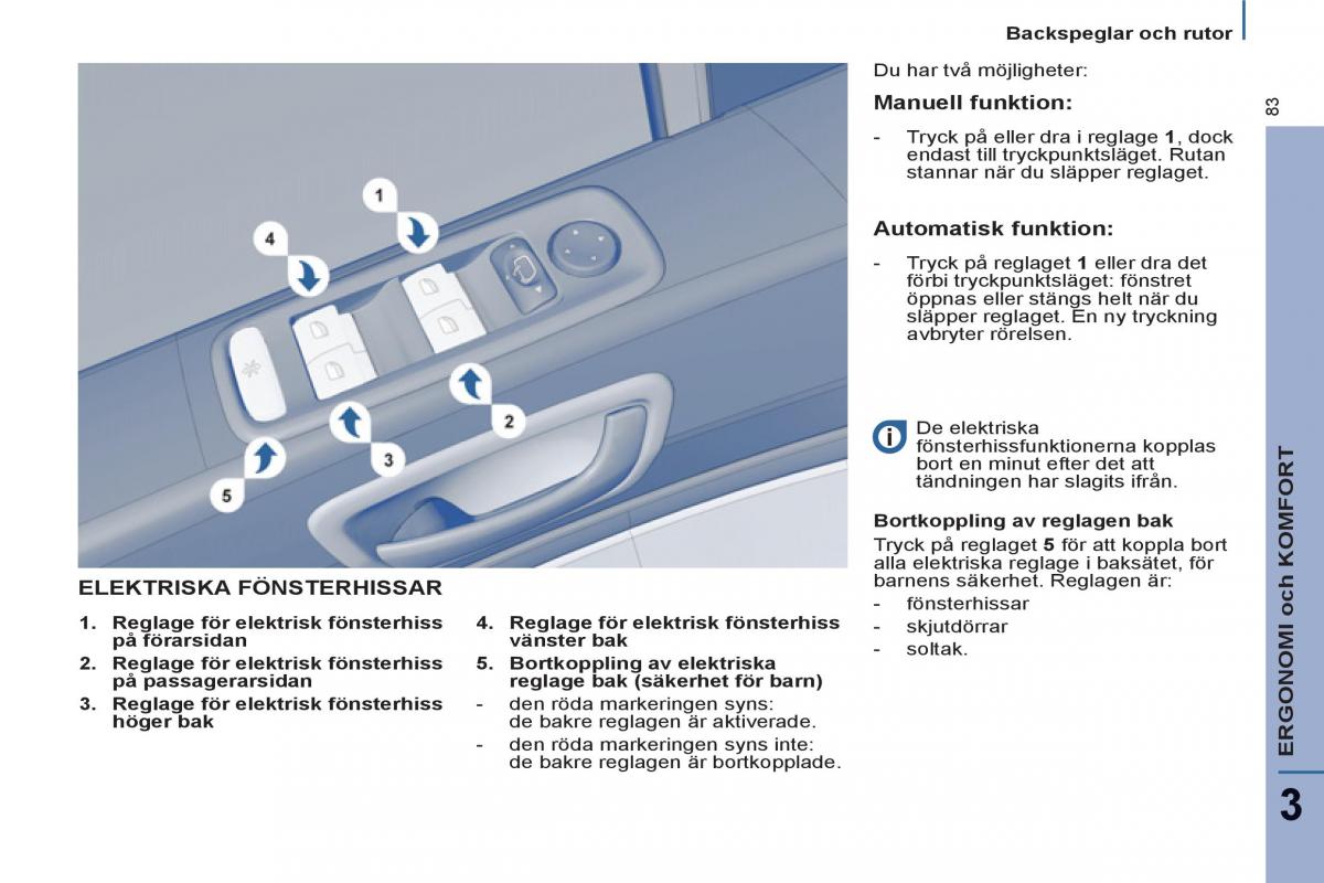 Peugeot 807 instruktionsbok / page 85