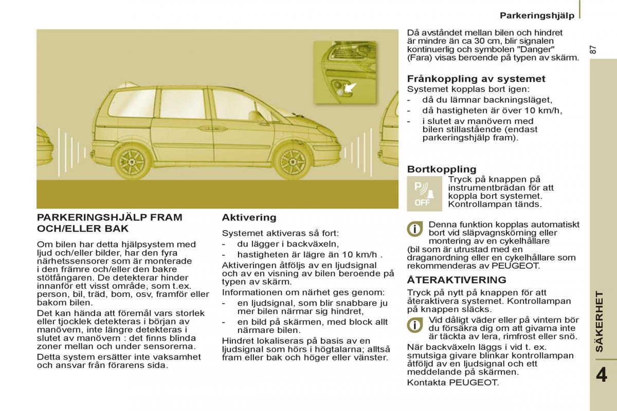 Peugeot 807 instruktionsbok / page 89