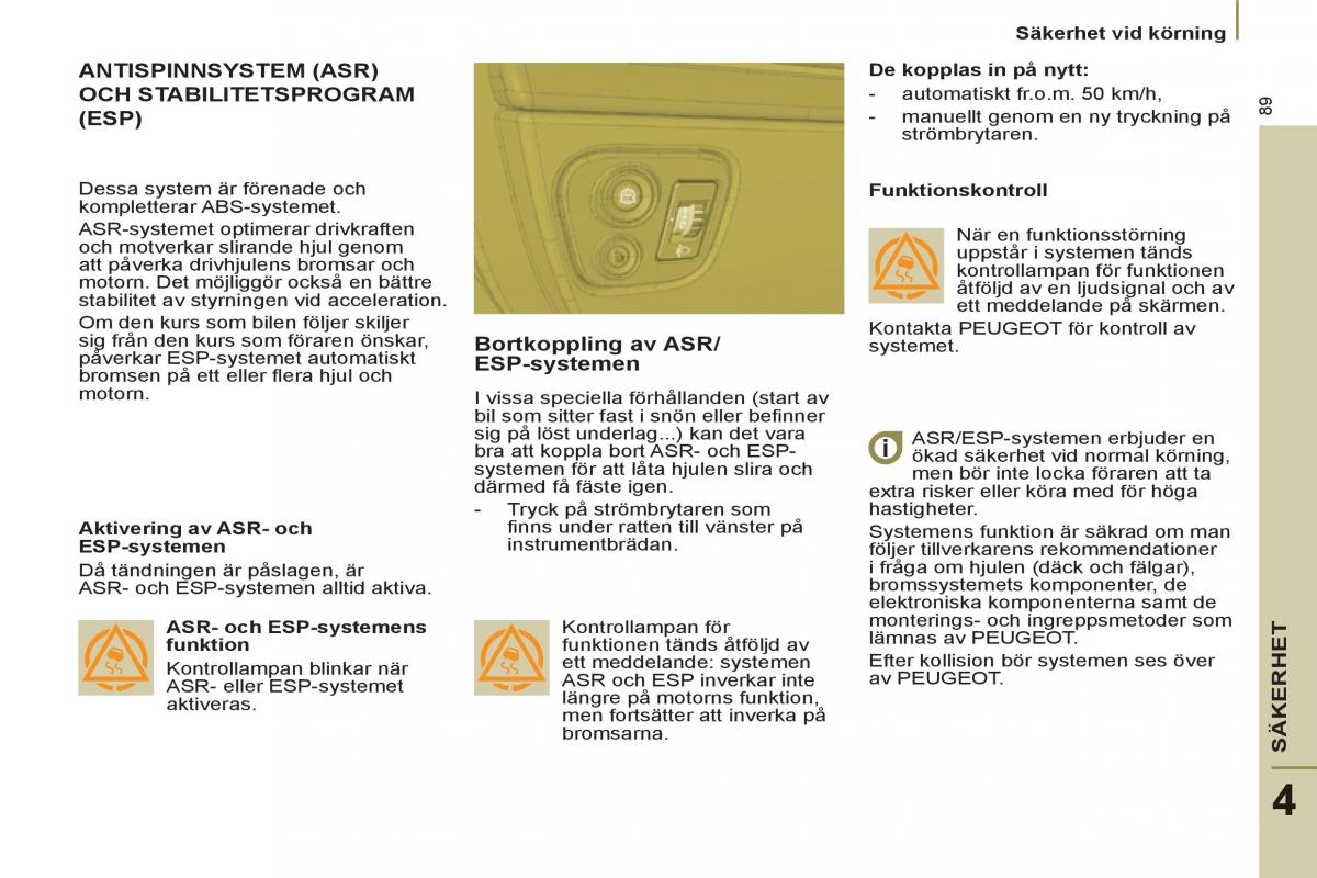 Peugeot 807 instruktionsbok / page 91