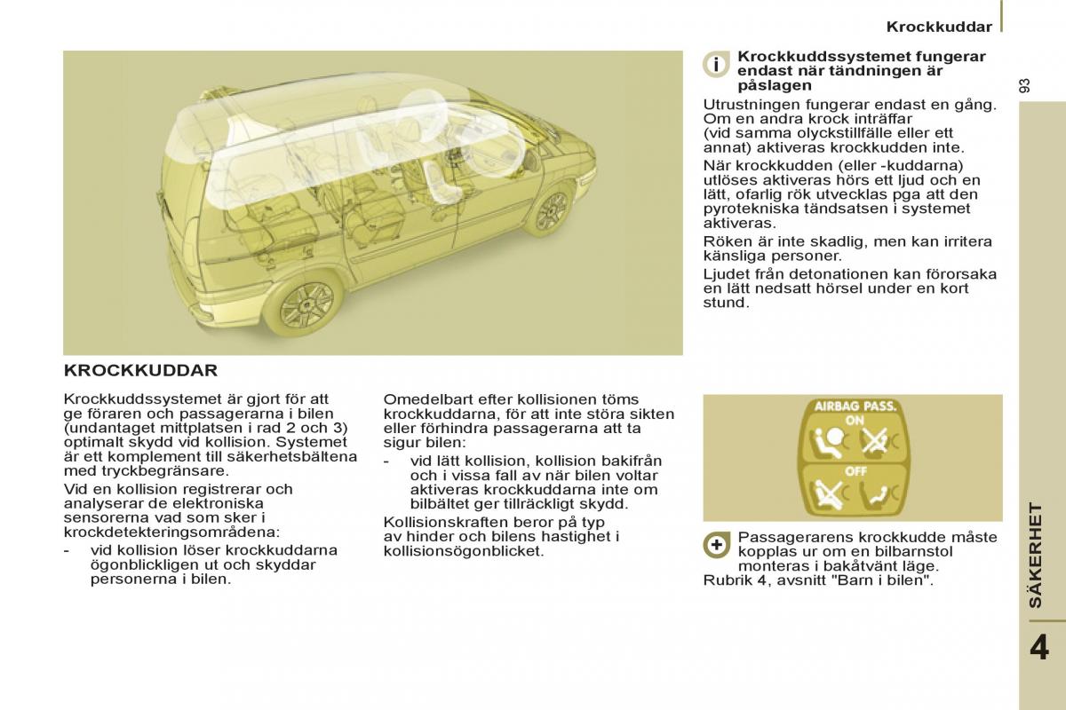 Peugeot 807 instruktionsbok / page 95