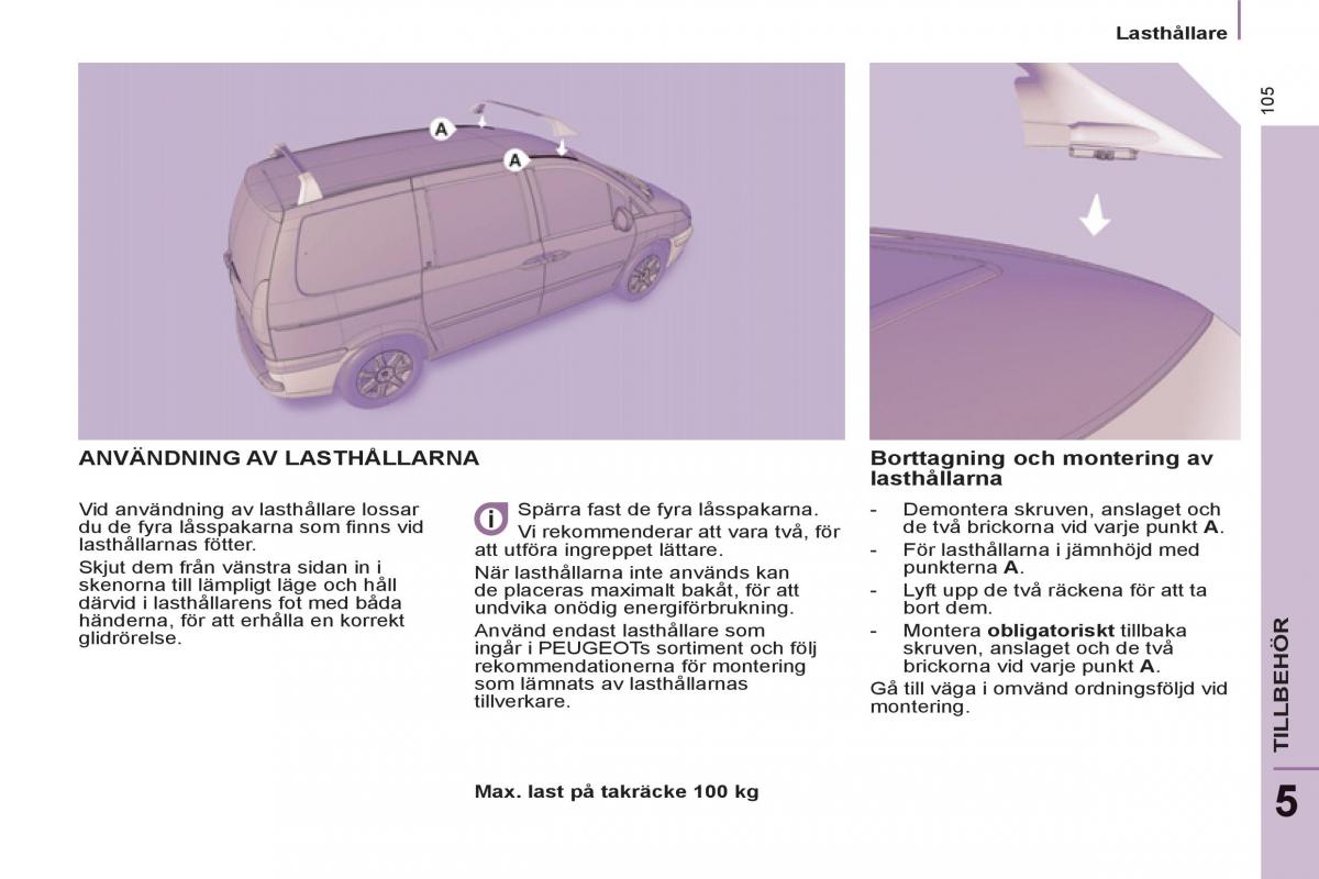 Peugeot 807 instruktionsbok / page 107