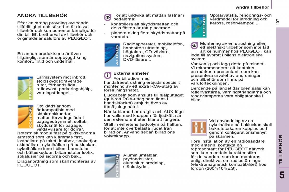 Peugeot 807 instruktionsbok / page 109