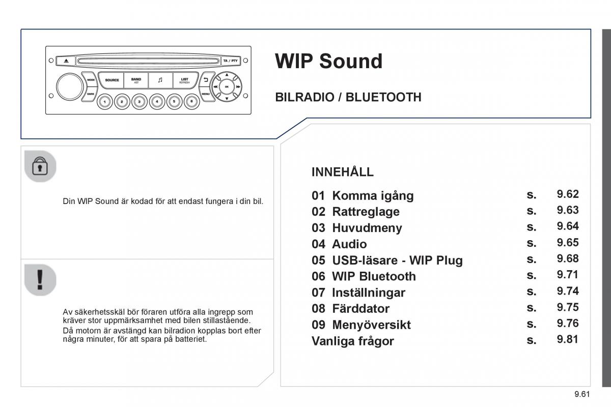 Peugeot 807 instruktionsbok / page 201