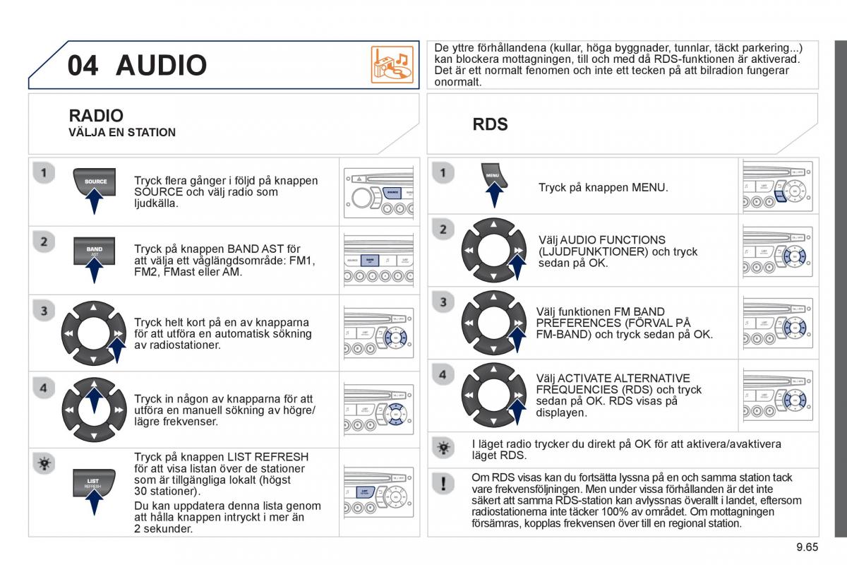 Peugeot 807 instruktionsbok / page 205