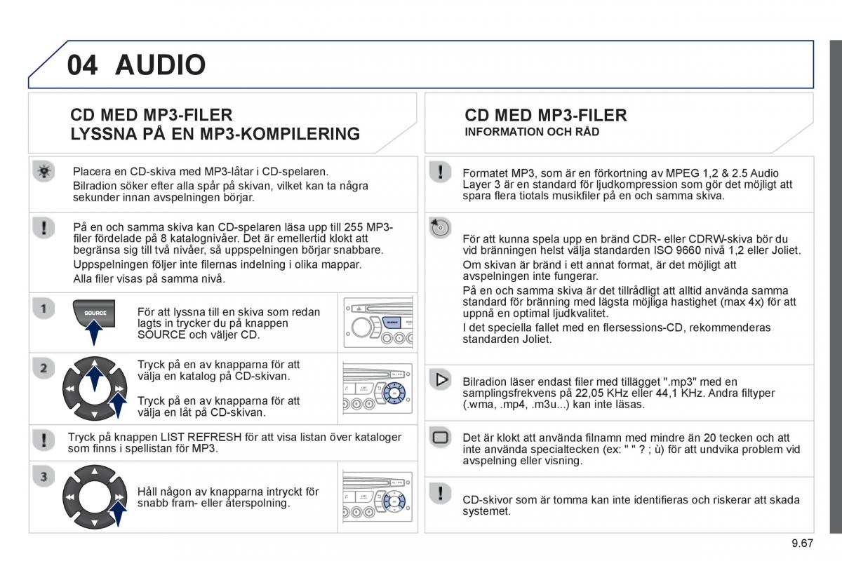 Peugeot 807 instruktionsbok / page 207