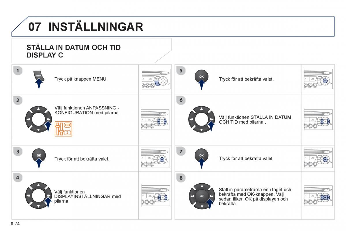 Peugeot 807 instruktionsbok / page 214