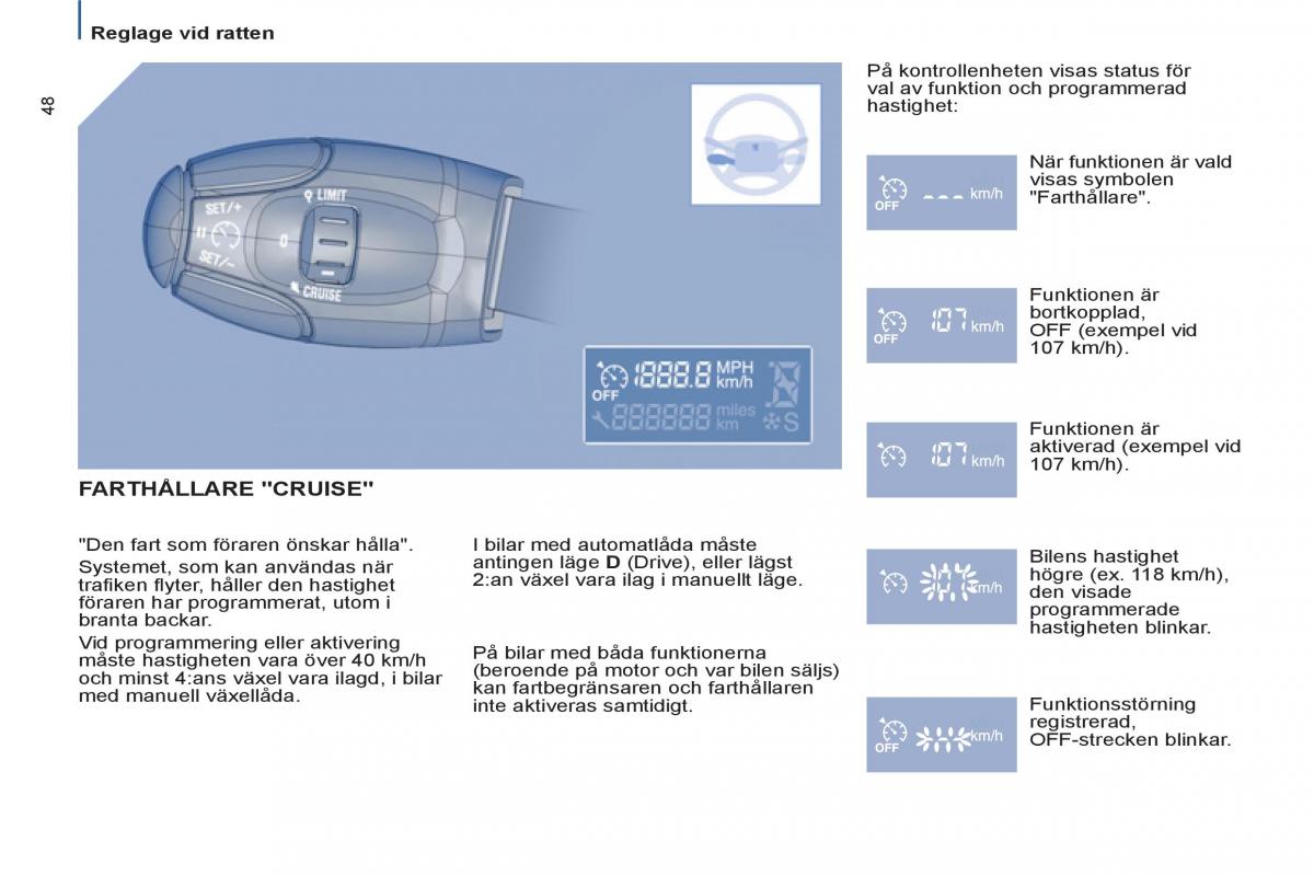 Peugeot 807 instruktionsbok / page 50