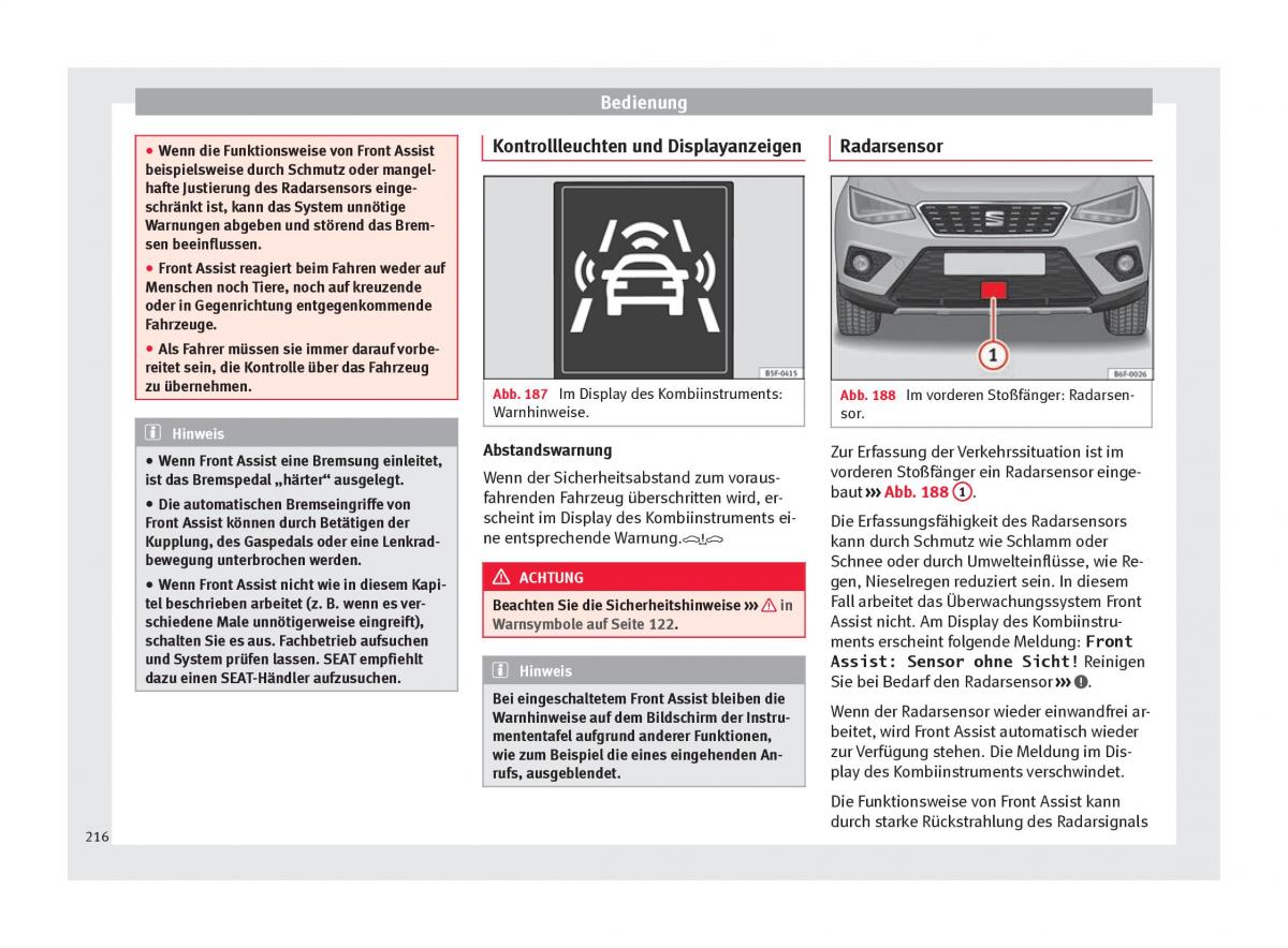 Seat Arona Handbuch / page 218