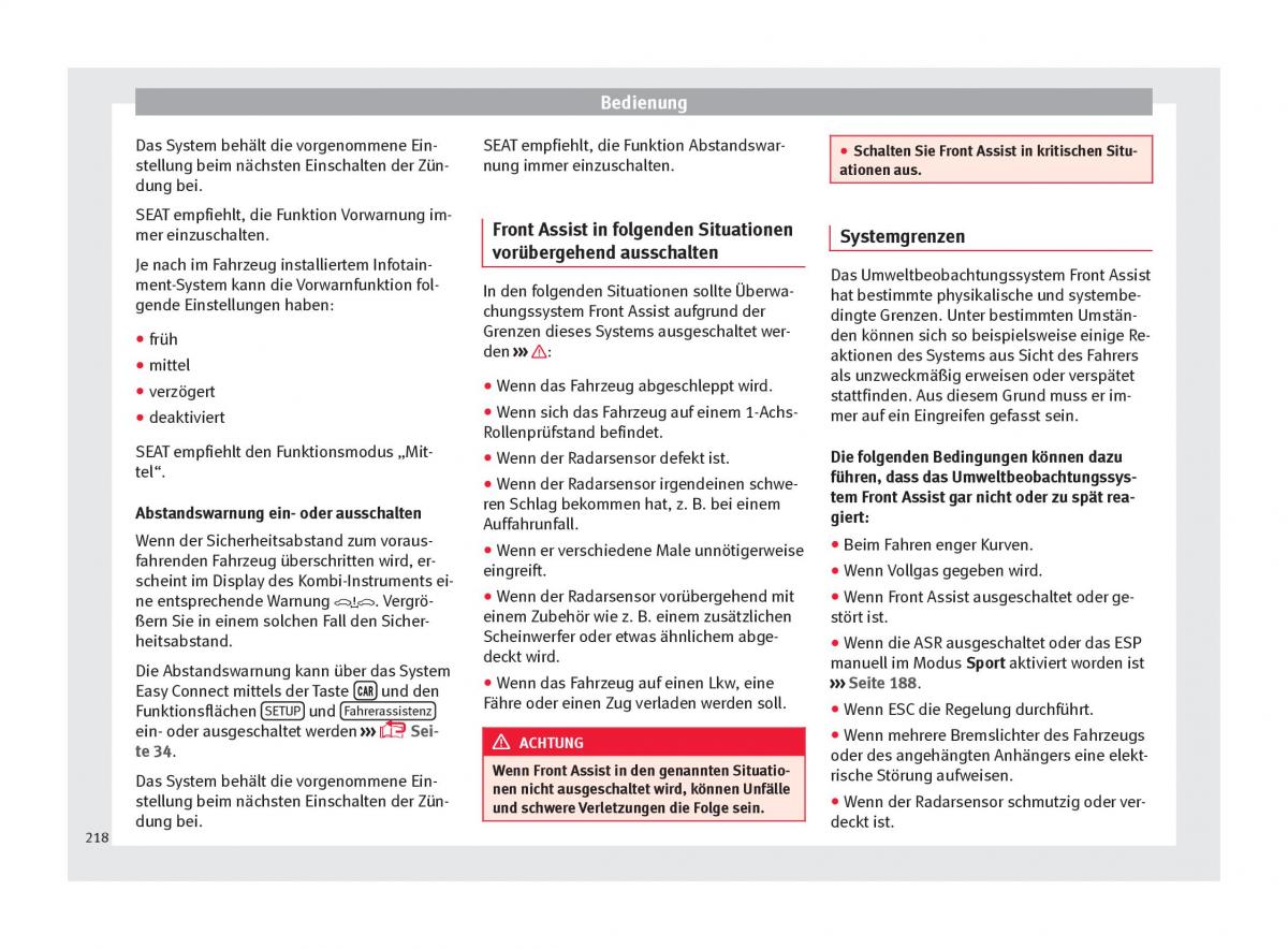 Seat Arona Handbuch / page 220