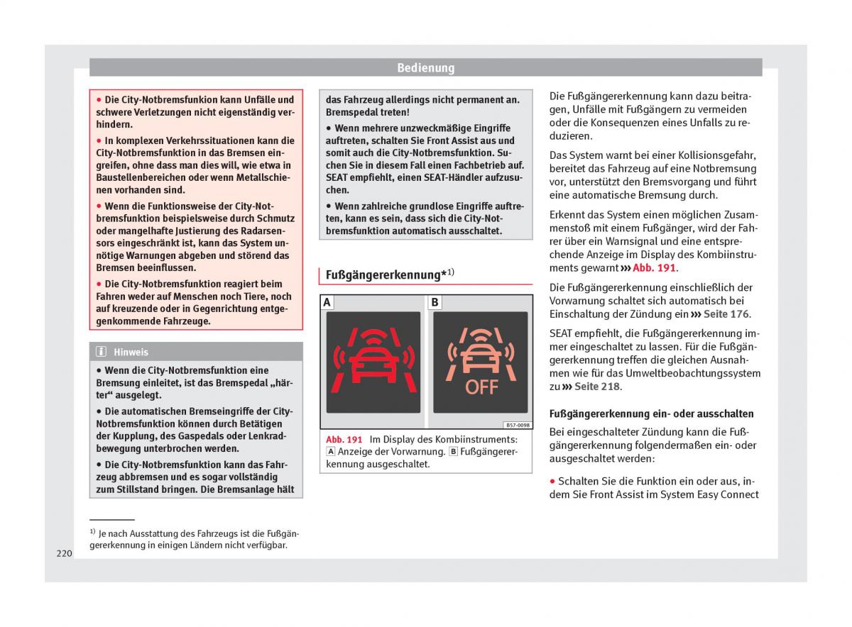 Seat Arona Handbuch / page 222