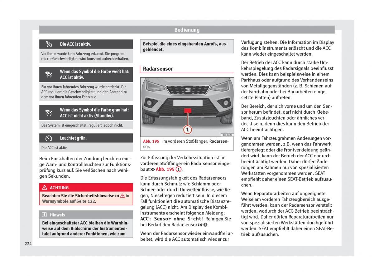 Seat Arona Handbuch / page 226