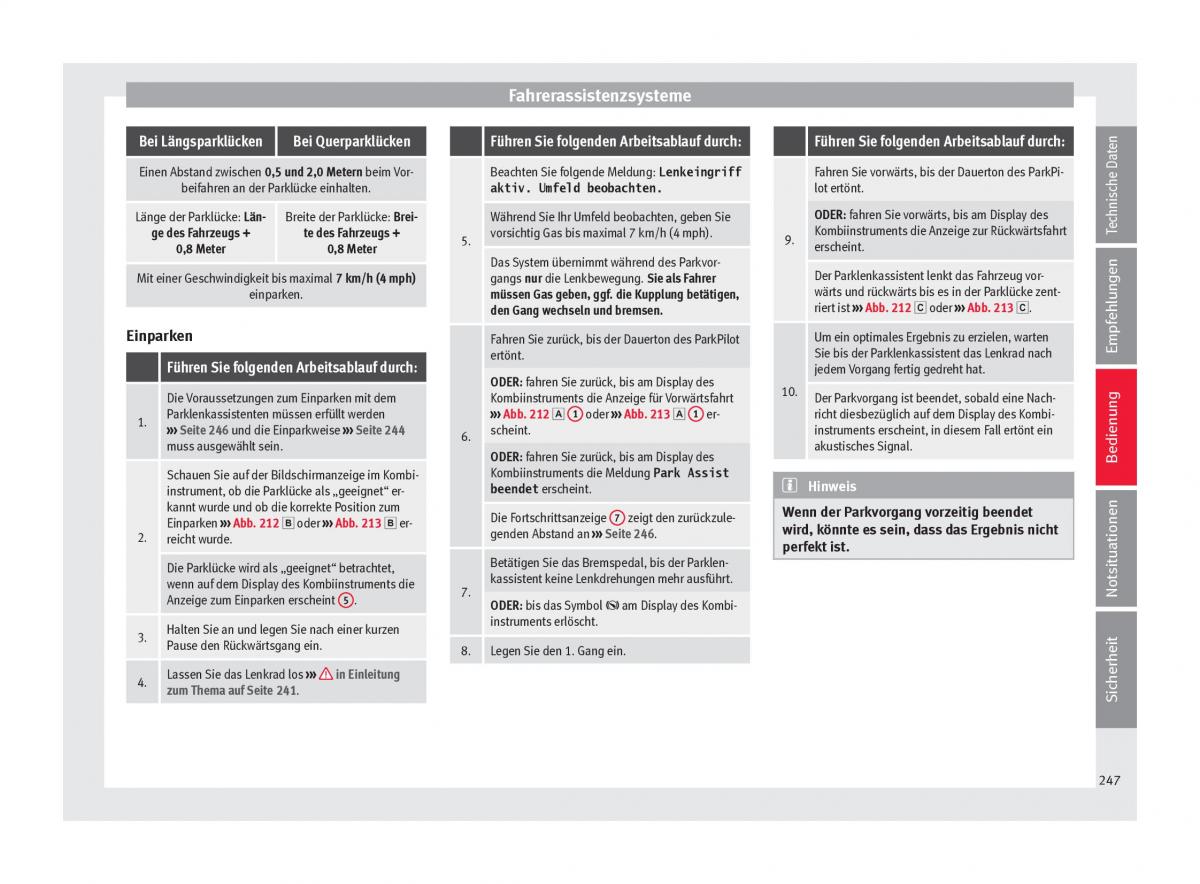 Seat Arona Handbuch / page 249