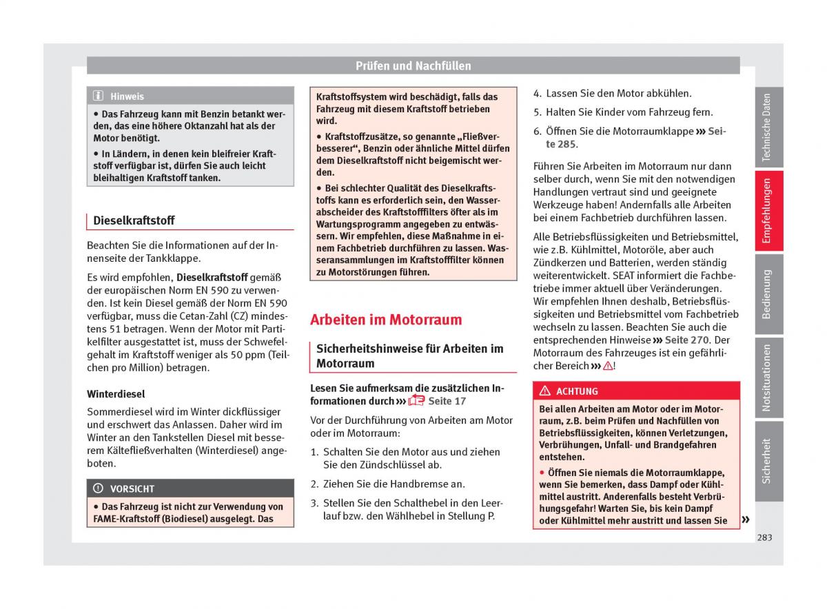 Seat Arona Handbuch / page 285