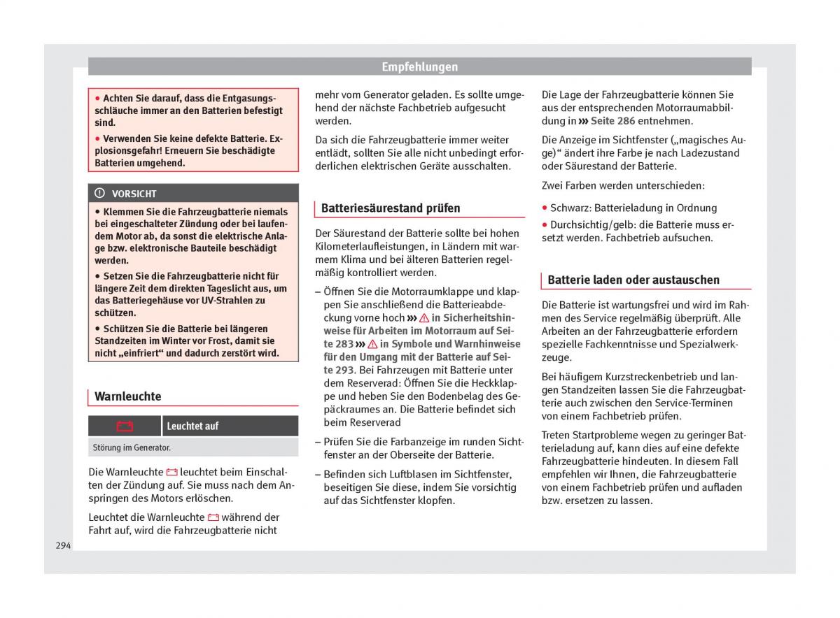Seat Arona Handbuch / page 296