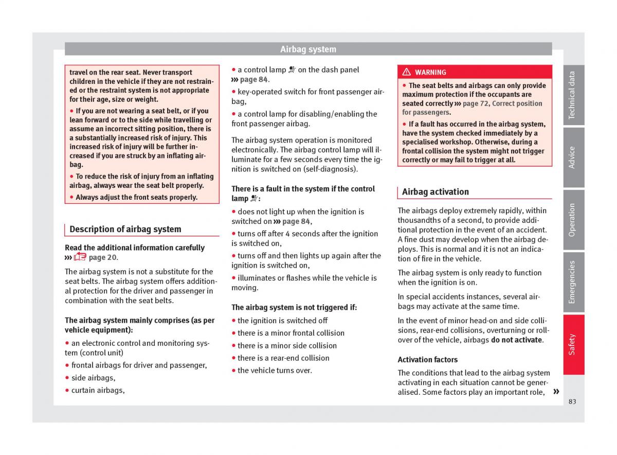 Seat Arona owners manual / page 85