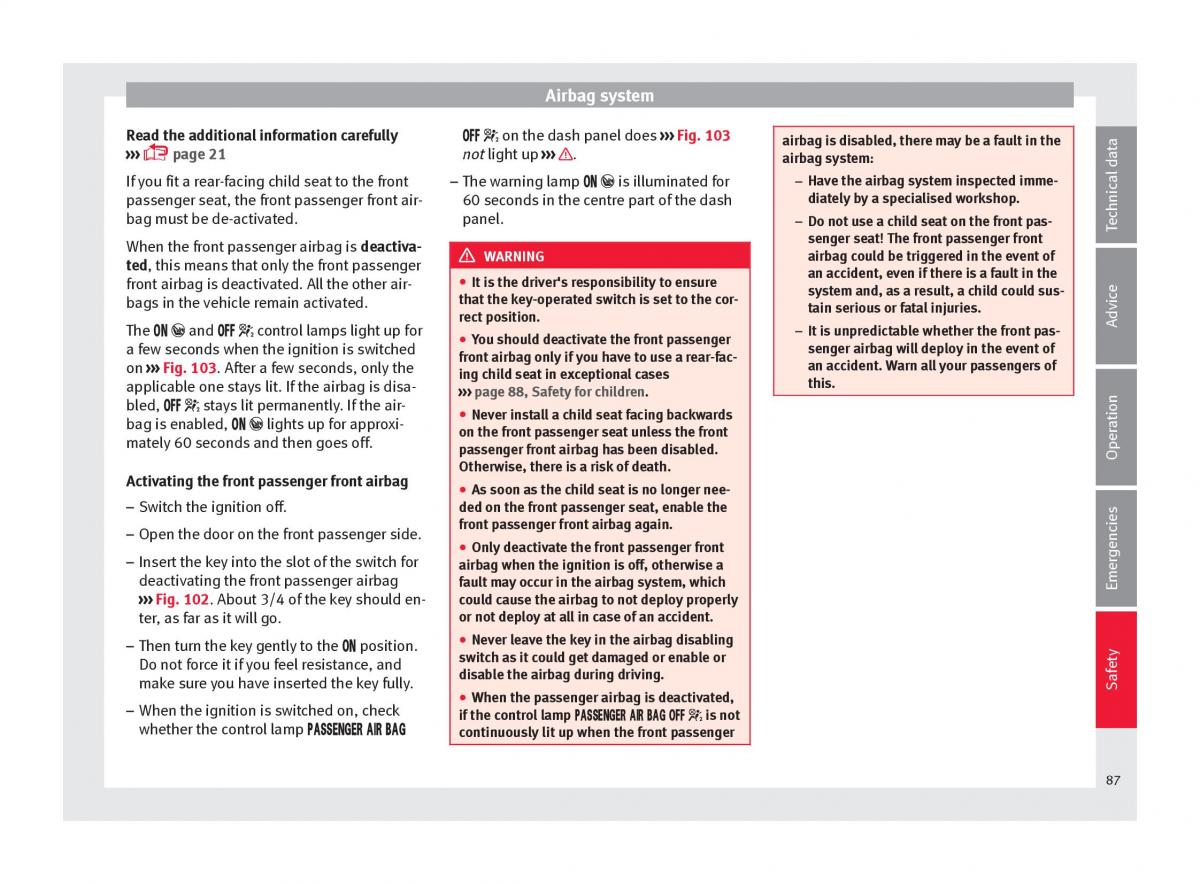 Seat Arona owners manual / page 89