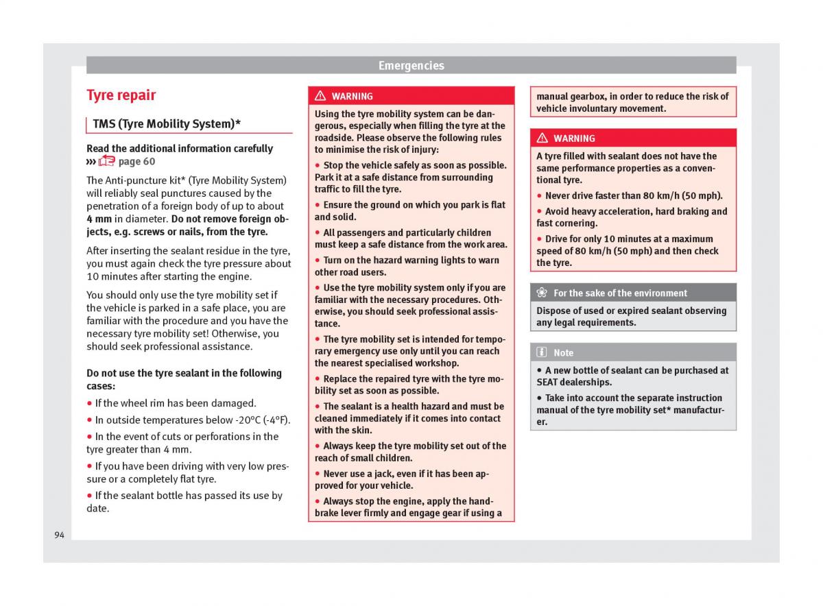 Seat Arona owners manual / page 96