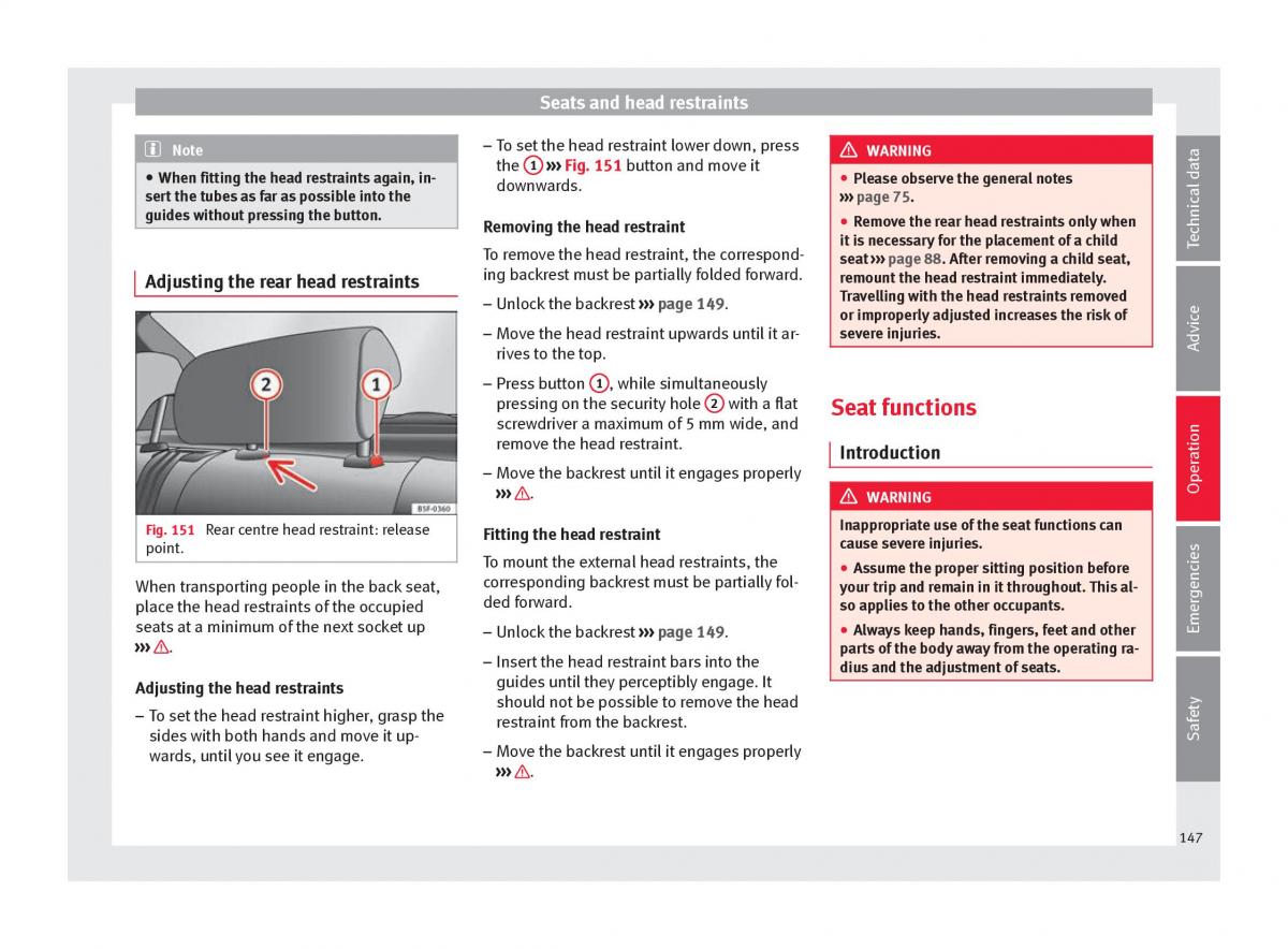 Seat Arona owners manual / page 149