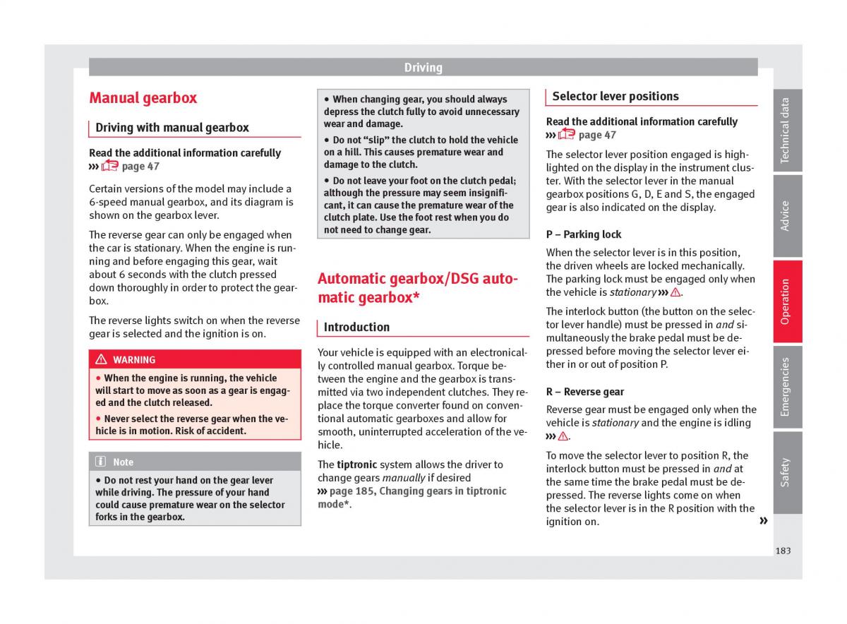 Seat Arona owners manual / page 185