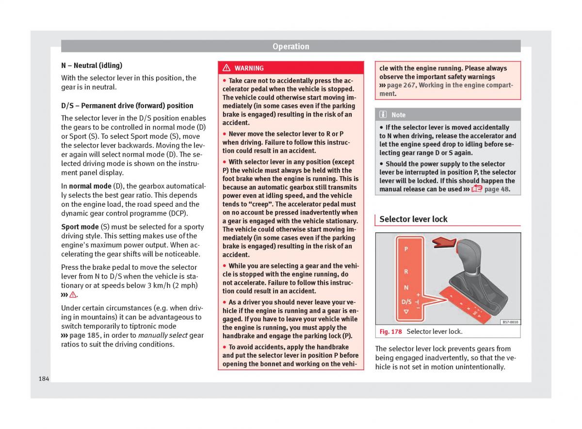 Seat Arona owners manual / page 186