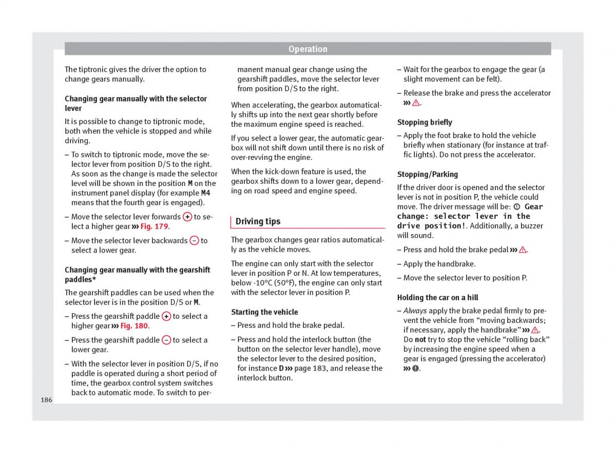 Seat Arona owners manual / page 188